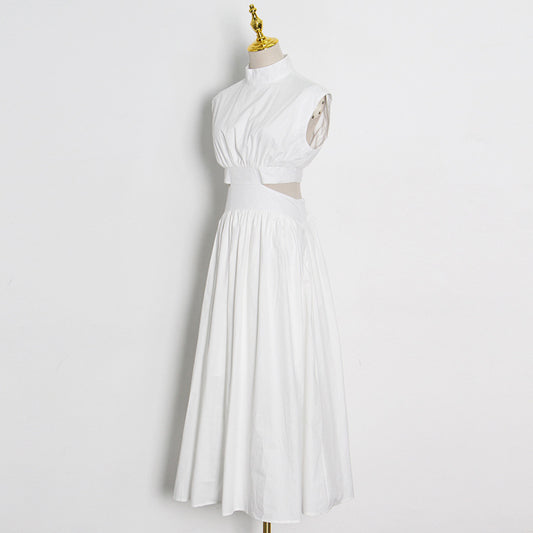 White Hollow Back Long Dress