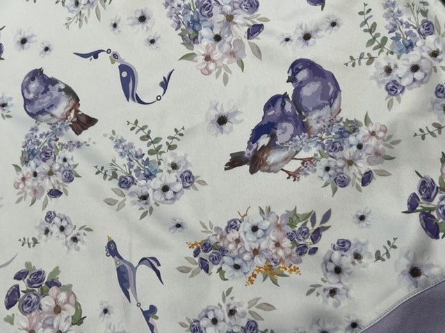 Purple Flower Bird Sweat Set
