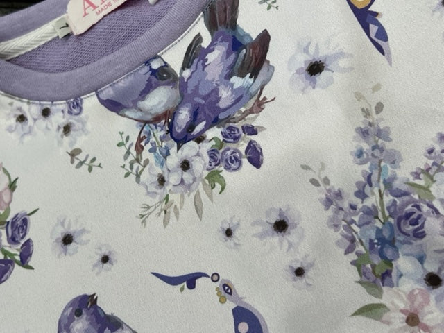 Purple Flower Bird Sweat Set