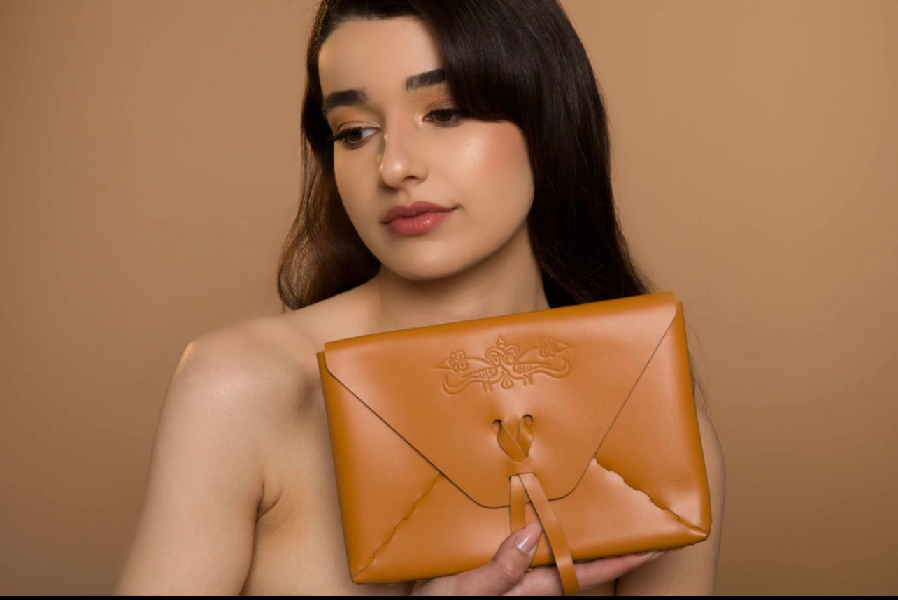 Sirahar Leather Ladies Clutch in three colors of Red, Black and Camel - Lusanet Collective