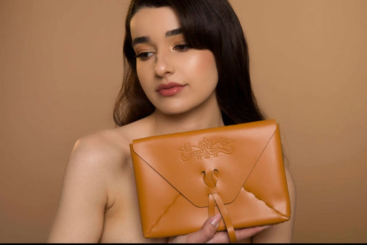 Sirahar Leather Ladies Clutch in three colors of Red, Black and Camel - Lusanet Collective