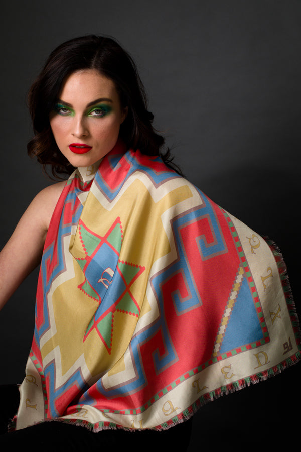 Armenian Alphabet #3 Silk Square scarf - Lusanet Collective