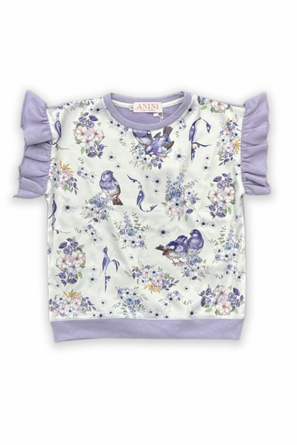 Purple Flower Bird Sweat Set