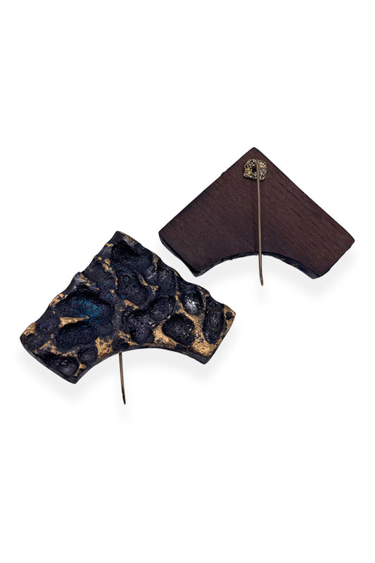 Blue Leave Wood Earrings