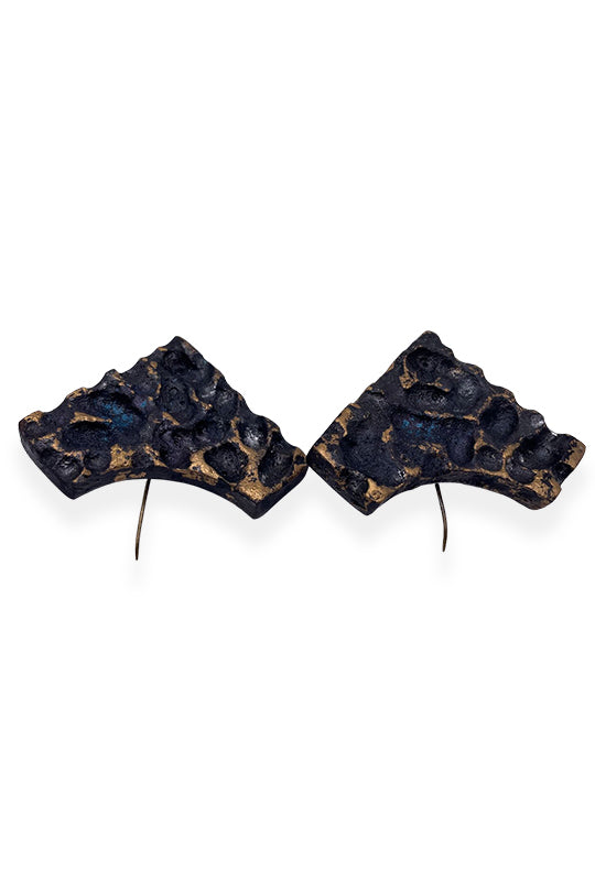 Blue Leave Wood Earrings