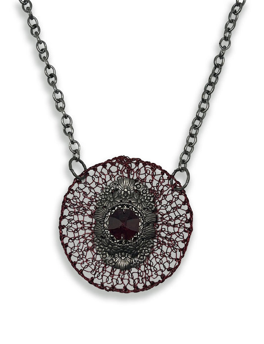 Red & Silver Mesh Necklace