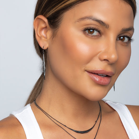 Twisted Swirl Earrings Black