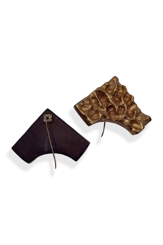 Golden Leave Wood Earrings