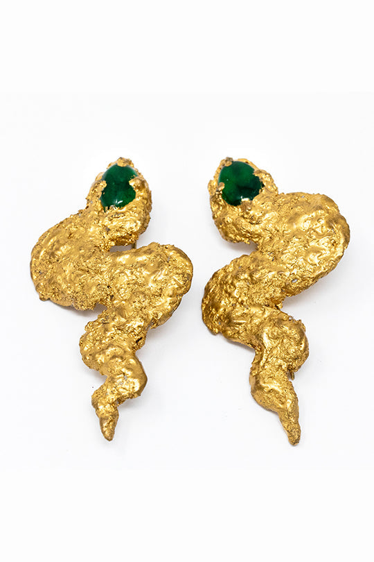 Golden Snake Wood Earrings - Lusanet Collective