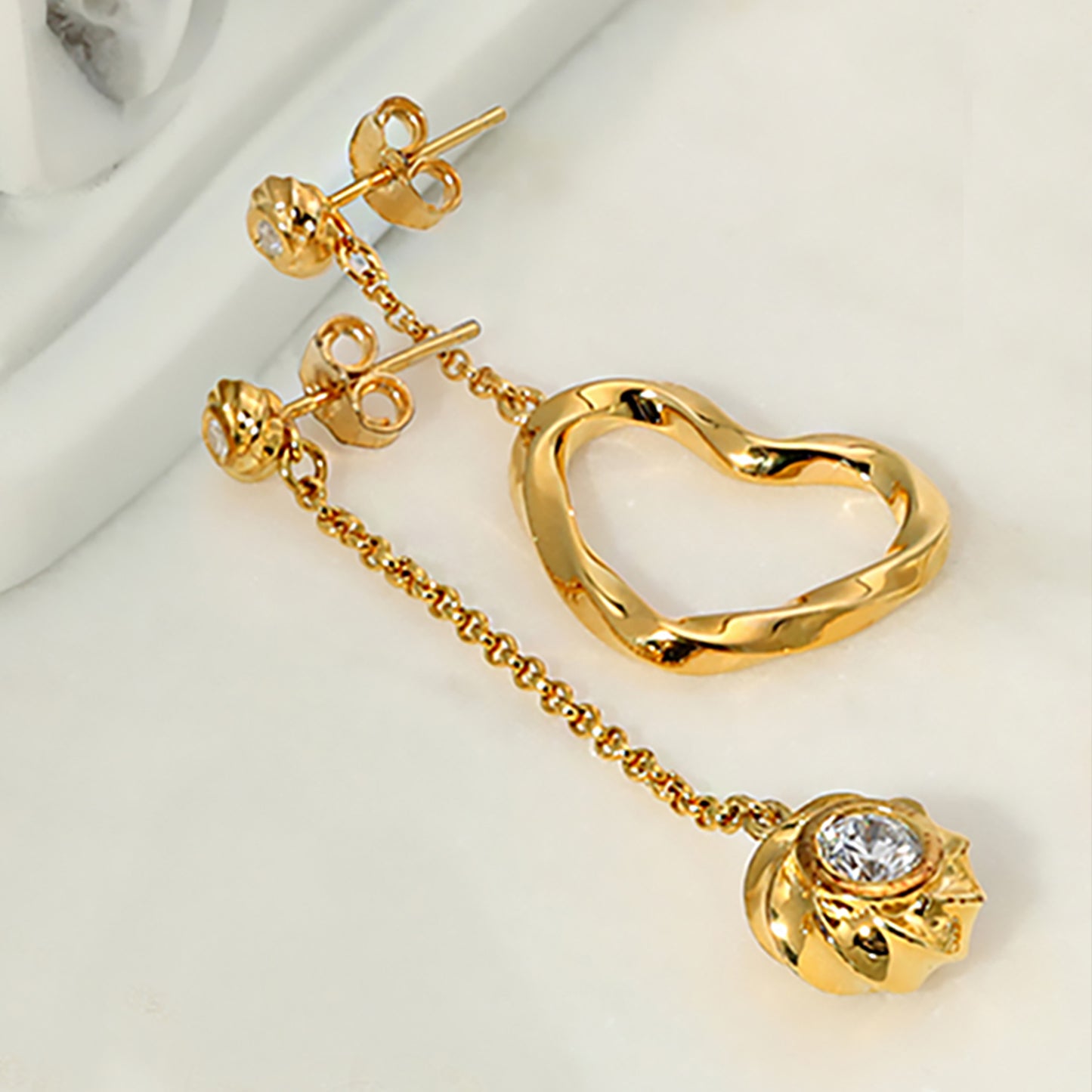 Twisted Heart and Orb Earrings