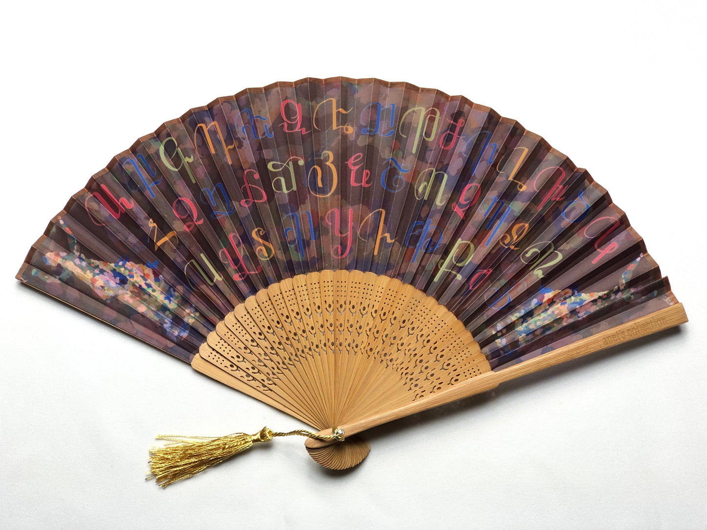 Armenian Alphabet & Dancers Hand Fan - Lusanet Collective