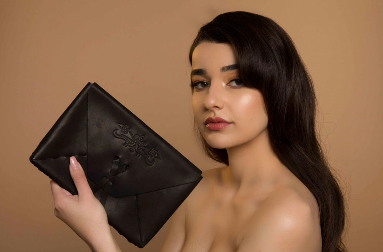 Sirahar Leather Ladies Clutch in three colors of Red, Black and Camel - Lusanet Collective
