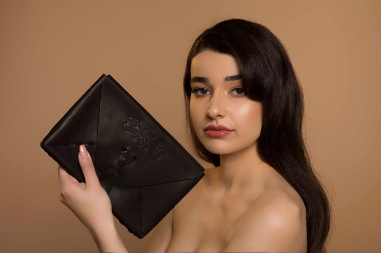 Sirahar Leather Ladies Clutch in three colors of Red, Black and Camel - Lusanet Collective