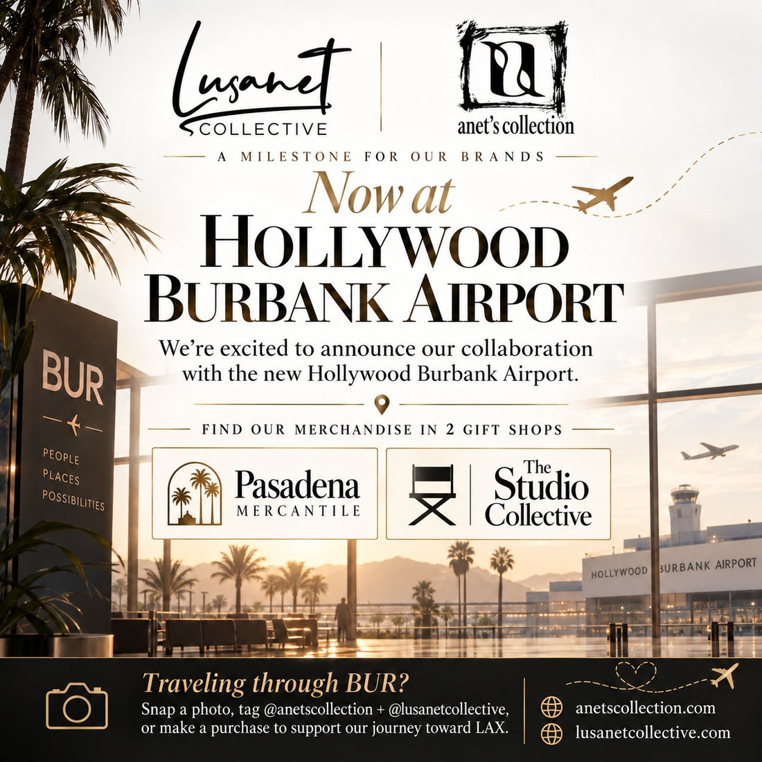 Anet’s Collection and Lusanet Collective merchandise at the new Hollywood Burbank Airport gift shops