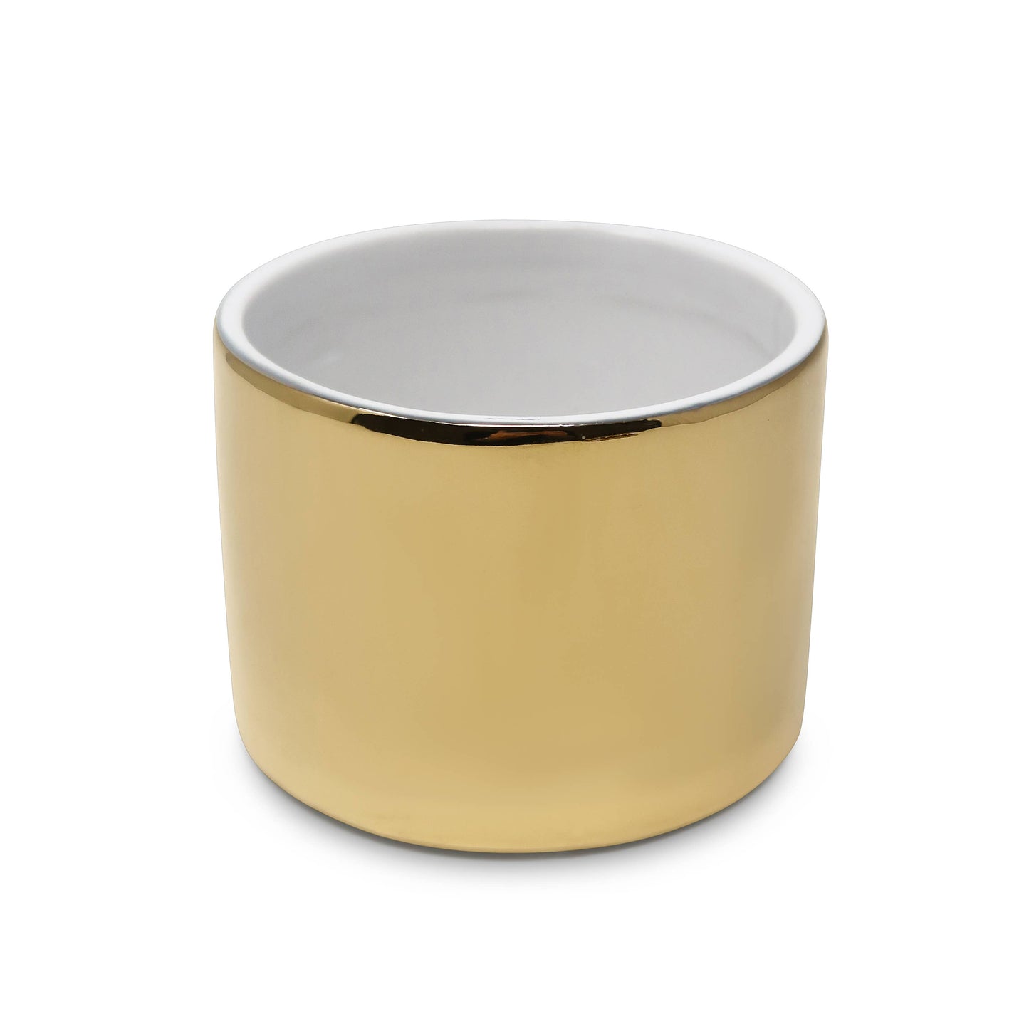 Round Gold Decorative Box With Flower Design Lid: Side Flower