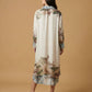Long satin landscape print dress – KD6120VS-32: Navy Blue