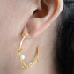 Gold Plated Branch Hoop Earrings With Freshwater Pearl
