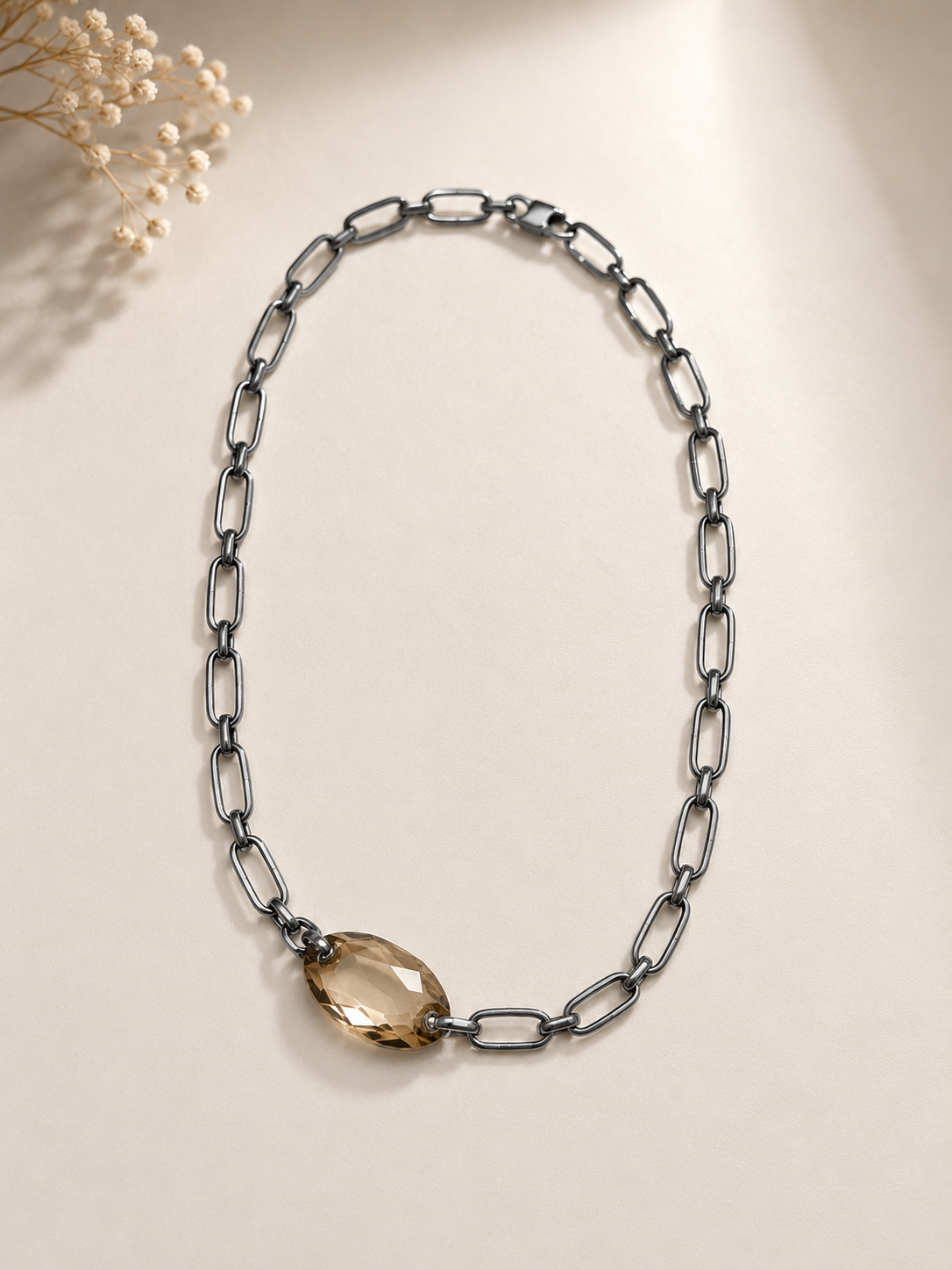 Champagne Crystal Link Necklace