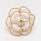 Camellia Pearl Enamel Brooch Cloth Pin: White