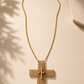 Golden Lace Cubic Zirconia Cross Necklace