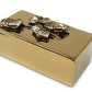 Oblong Gold Decorative Box With Flower Design Lid: Flower