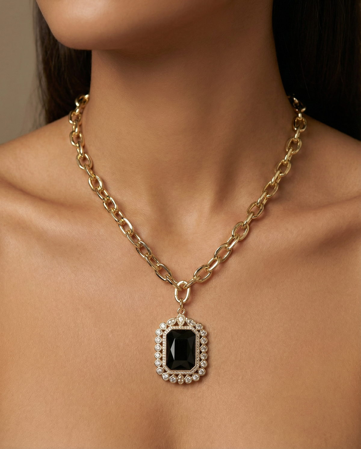 Maximalist Necklace with Large Natural Stone: Amethyst