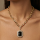 Maximalist Necklace with Large Natural Stone: Ágata Verde