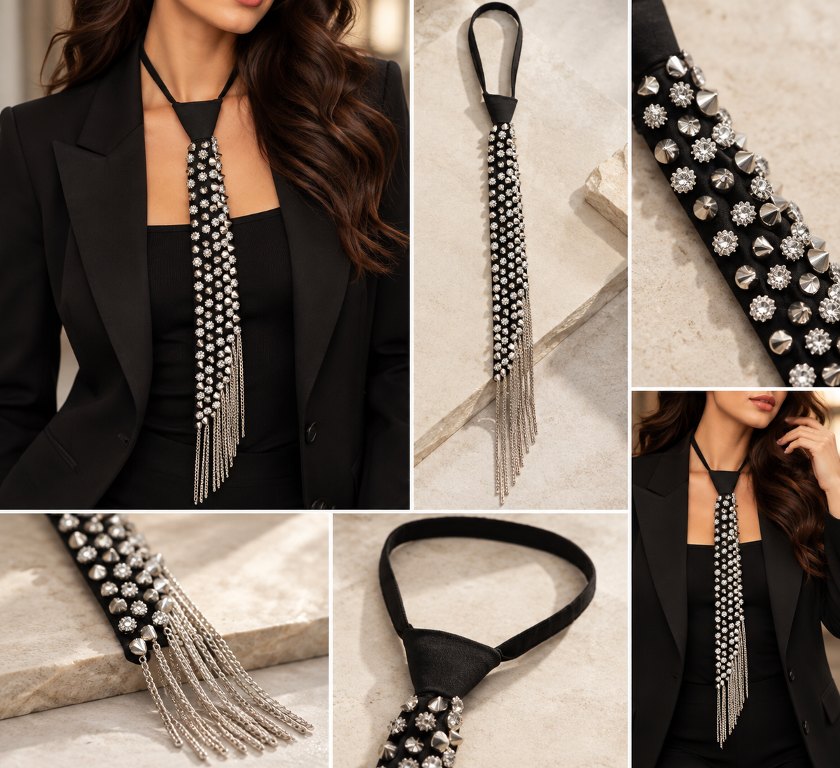 Embellished Fringe Statement Tie