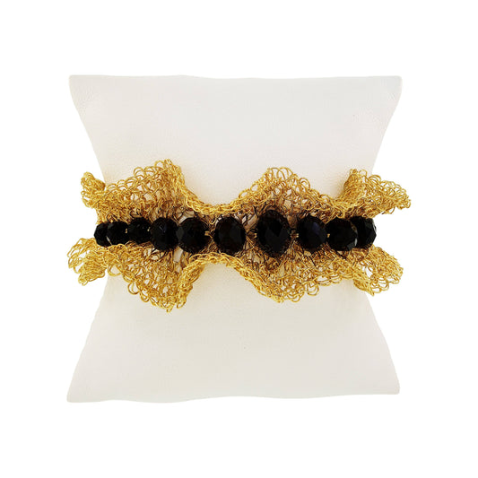 Black & Gold Nalu Maxi Handmade Crochet Bracelet