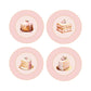 4 Asst Pink Gingerbread Dessert Plates