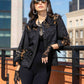 A104-B Embroidered Lace Button-Down Blouse: L
