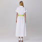 Minimalist shirt dress and contrasting belt: White