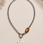 Byzantine Cross & Amber Crystal Chain Necklace