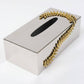 Stainless Tissue Box With Gold Curry Leaf Design