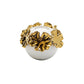 White Ceramic Candle Holder Gold Flower Design: Small