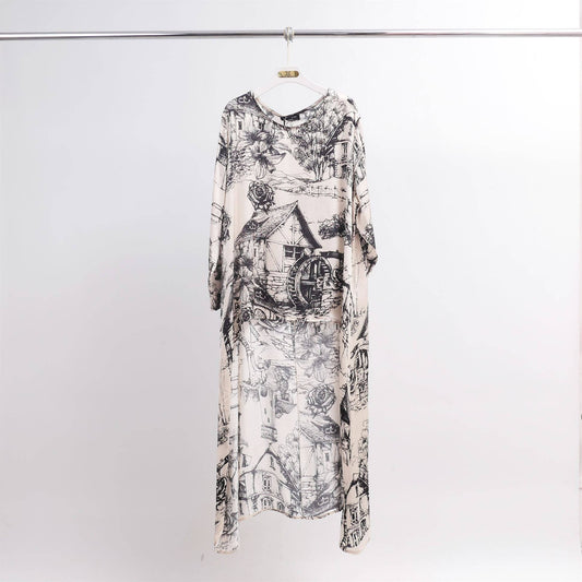 Black Patterned asymmetric tunic