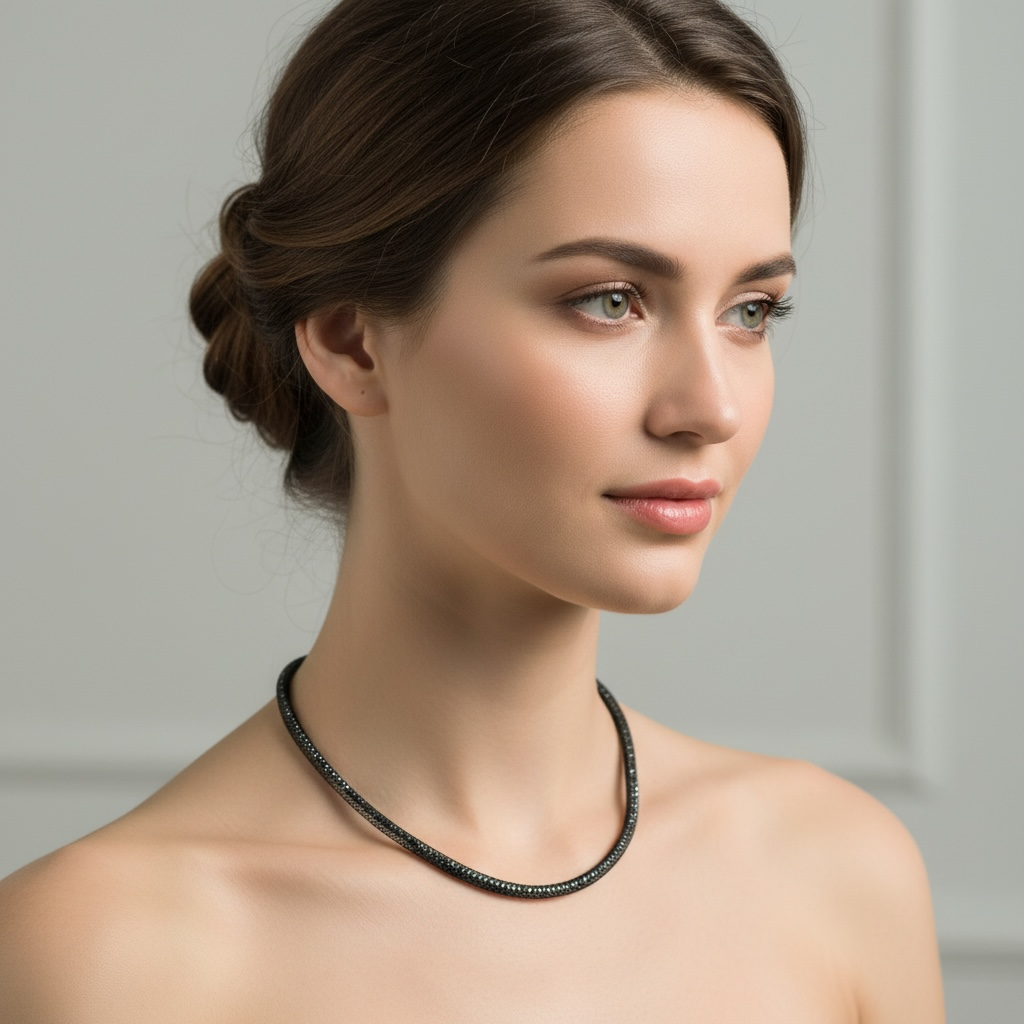 Hematite and Nylon Necklace