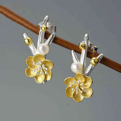 Flower Earrings with Pearl