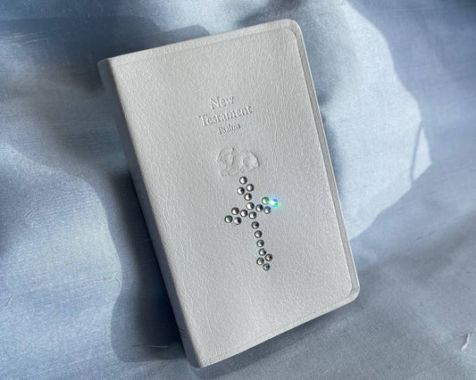 Baby Bible W/ Our Fine Crystal Cross: White