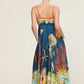 Sciacca Marine life printed Swing Style strappy sundress: DarkBlue