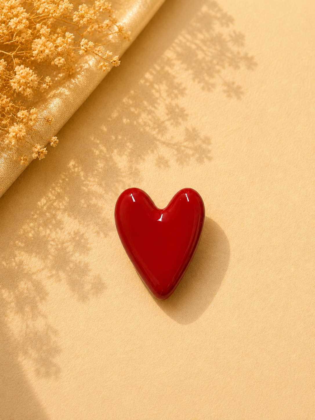 Classic Red Heart Ceramic Brooch