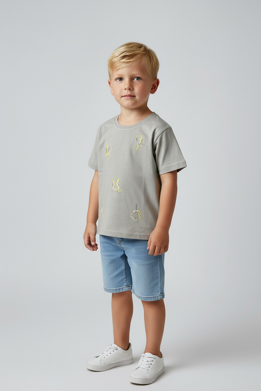 Grey Shirt with Embroidery