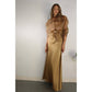 SHEER LONG SHIRTS AND SATIN LONG SKIRTS SET: BRONZE GOLD