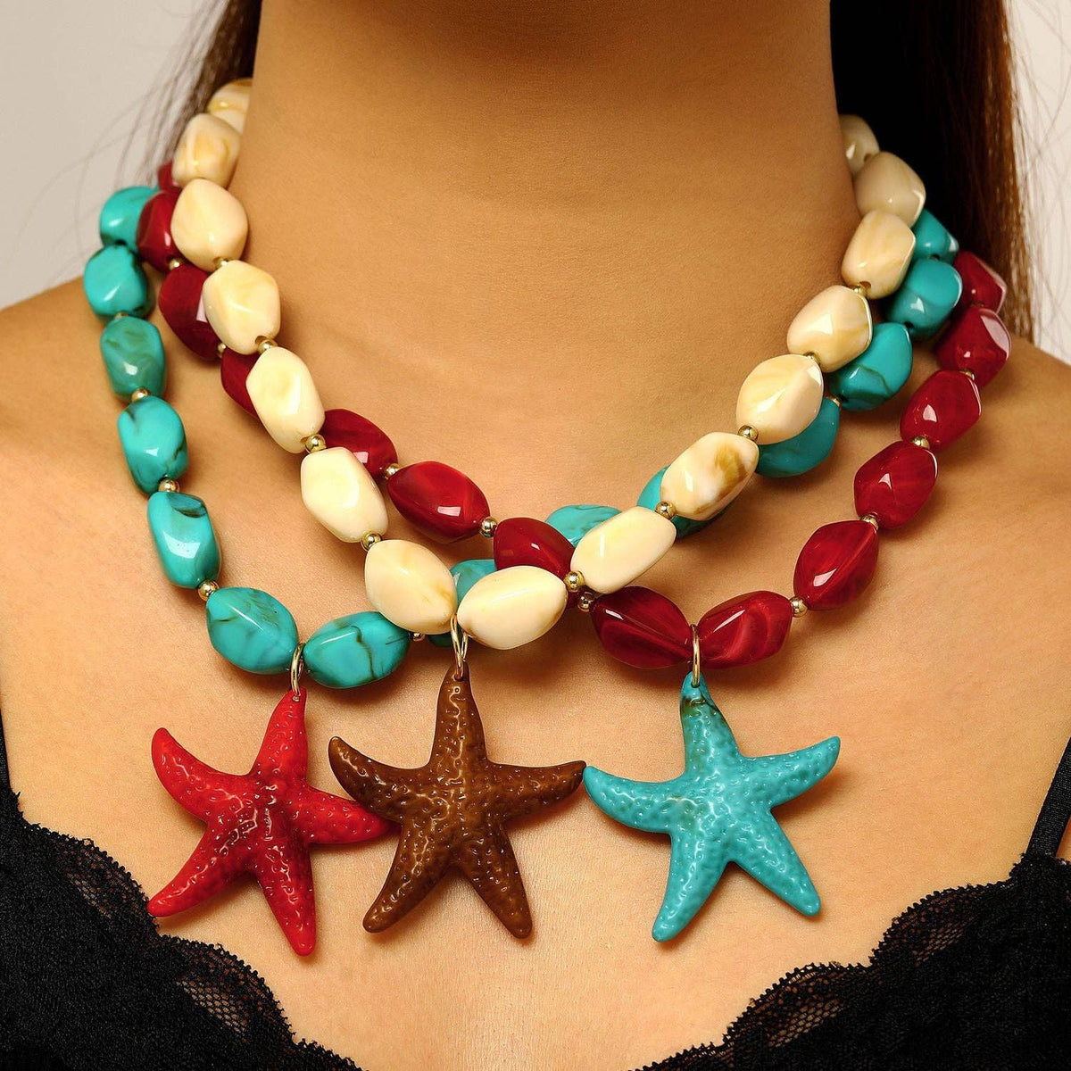 Heart Pendant Beaded Necklace: 2 / One Size