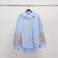 Embroidered sleeve cotton shirt