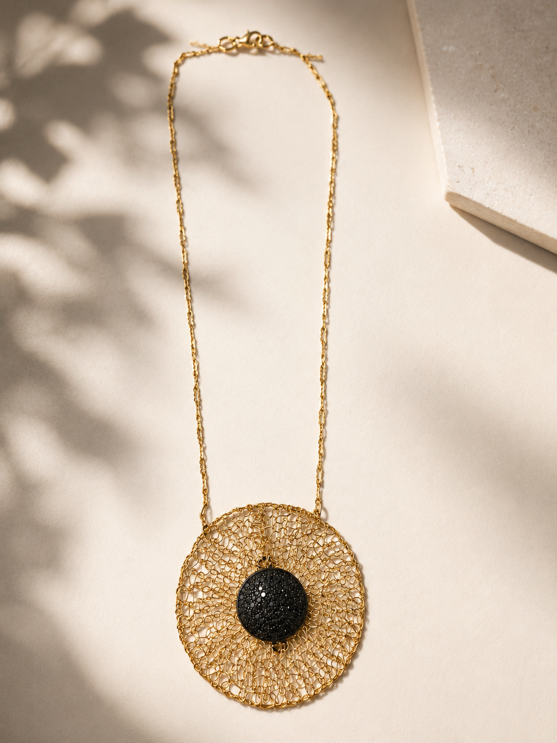 Golden Web Swarovski Crystal Pendant Necklace