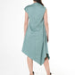 Elegant Satin Cotton Dress In Mint: Black / XL