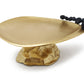 Gold Footed Cake Plate with Black Pebble Design