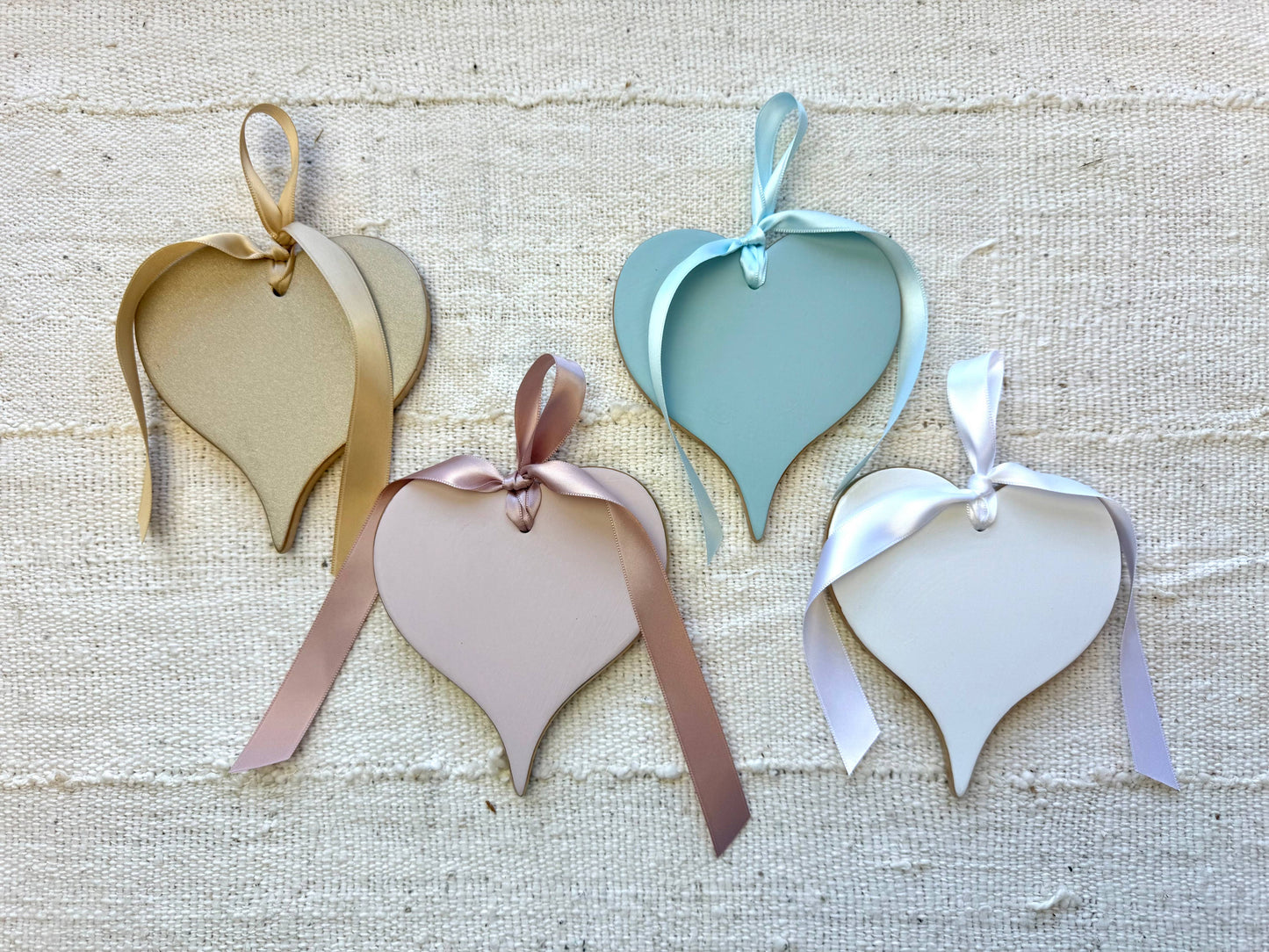 Ceramic Heart Ornaments : Champagne Gold