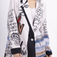 LBLA59 One Size Italian Scripted Artistic Print Blazer